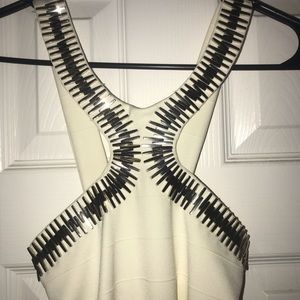 White dress with metal neckline